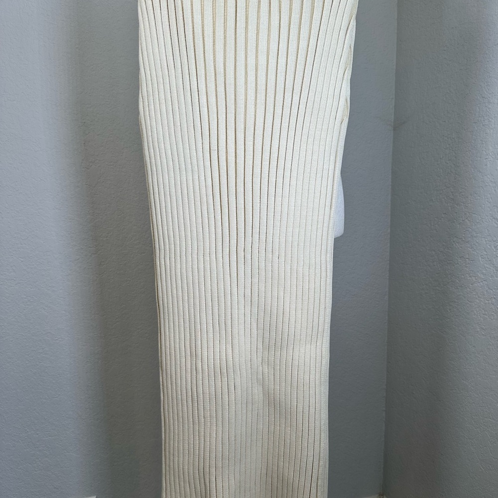 Cream Ribbed Knit Women's Sweater